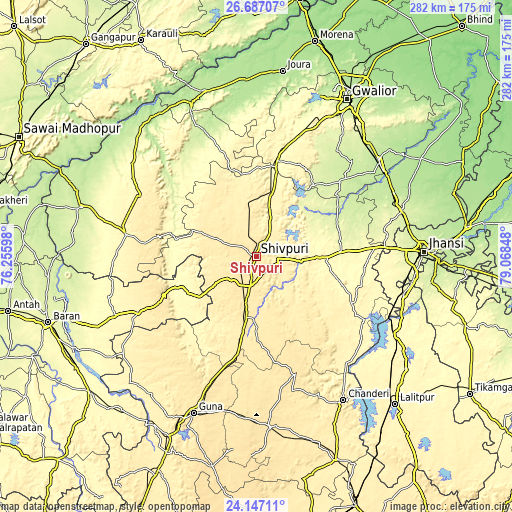 Topographic map of Shivpuri