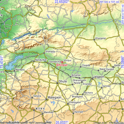 Topographic map of Shirpur
