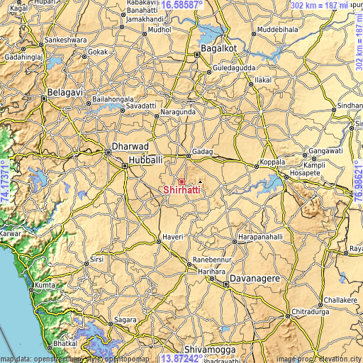 Topographic map of Shirhatti