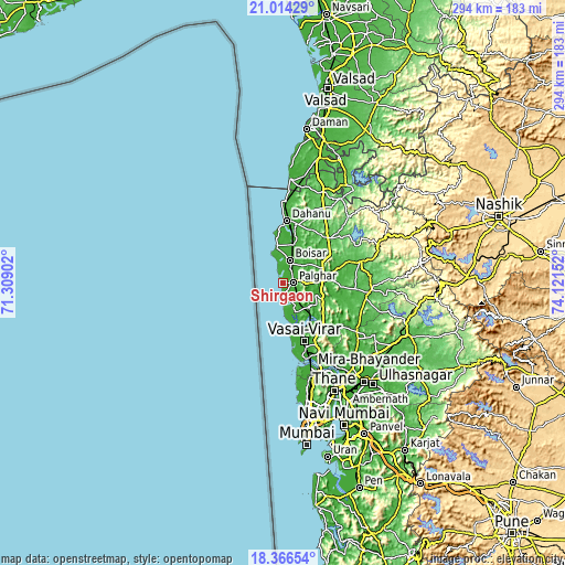 Topographic map of Shirgaon