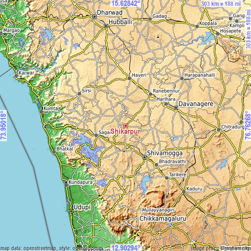 Topographic map of Shikārpur