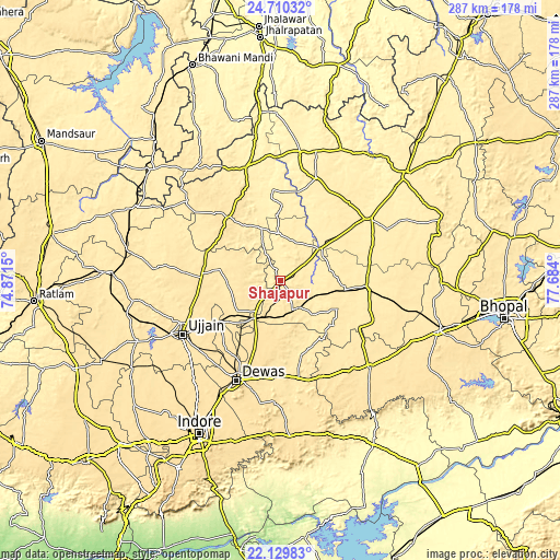 Topographic map of Shājāpur