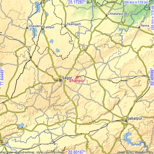 Topographic map of Shāhpur