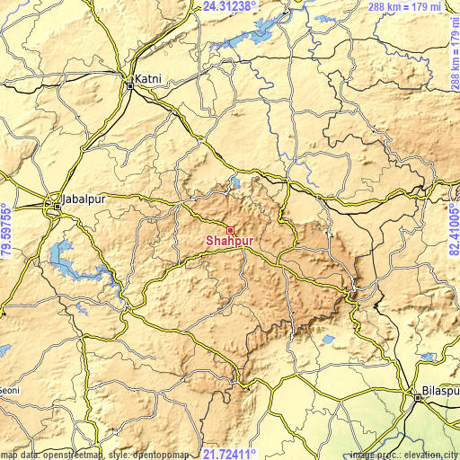 Topographic map of Shāhpur