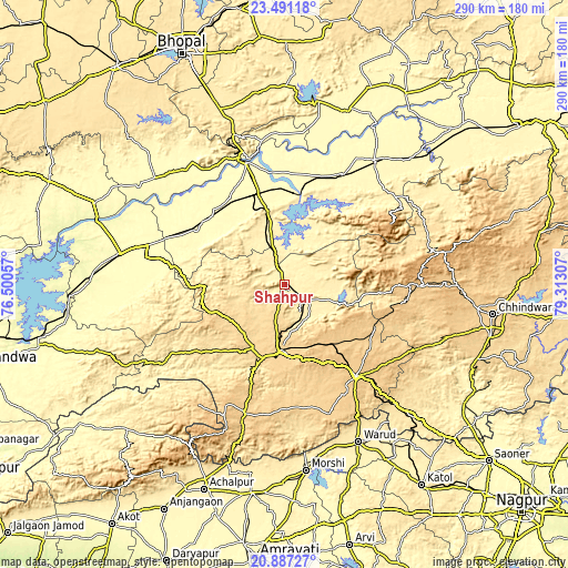 Topographic map of Shāhpur