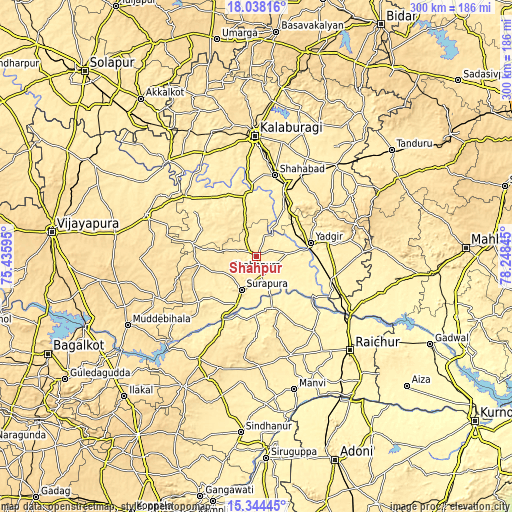 Topographic map of Shāhpur