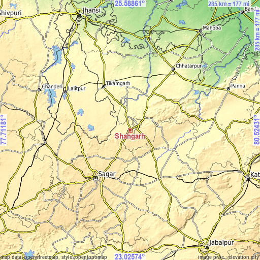 Topographic map of Shāhgarh