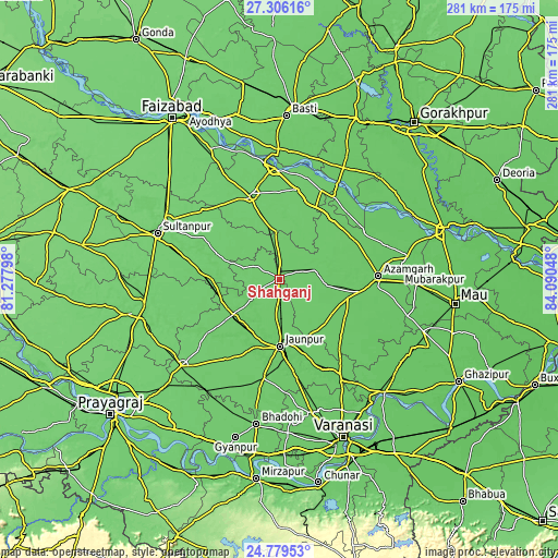 Topographic map of Shāhganj