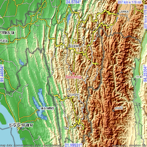 Topographic map of Serchhīp