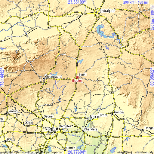 Topographic map of Seoni