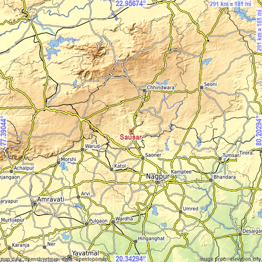 Topographic map of Sausar