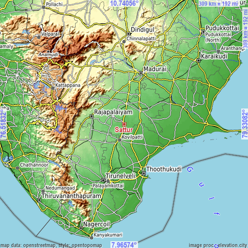 Topographic map of Sattur