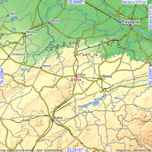 Topographic map of Satna