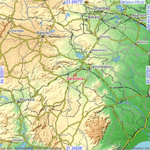 Topographic map of Saraikela