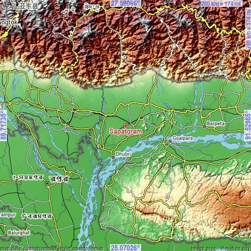 Topographic map of Sapatgrām