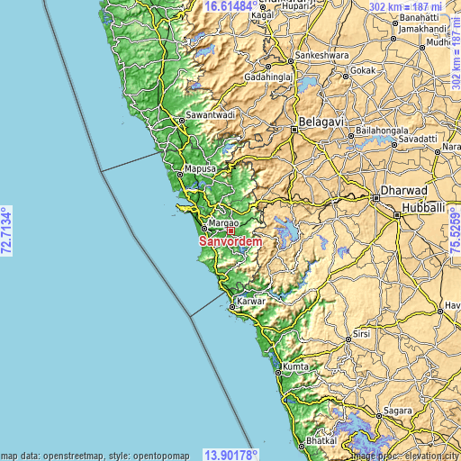 Topographic map of Sanvordem