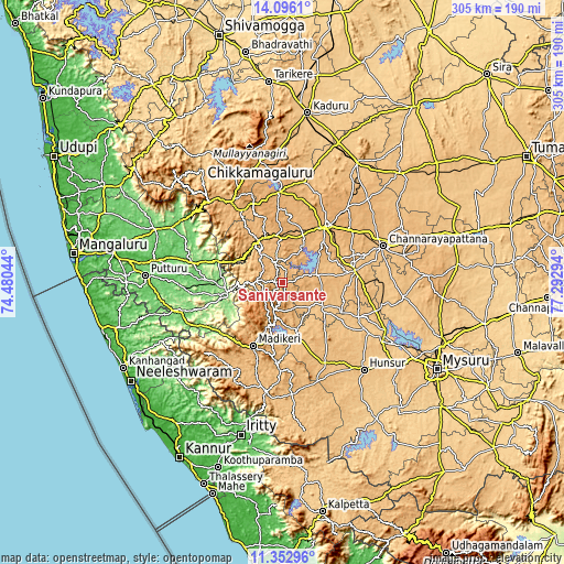 Topographic map of Sanivārsante