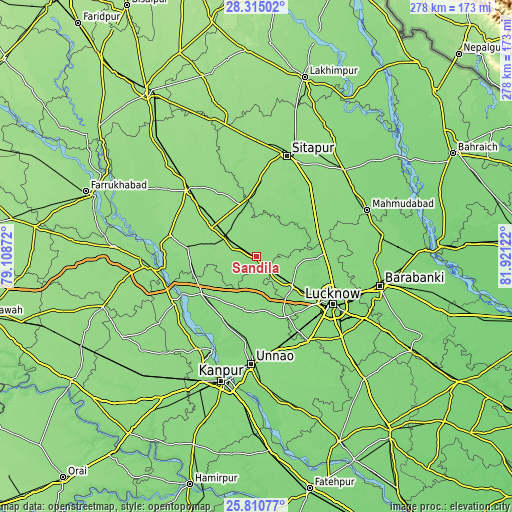 Topographic map of Sandīla