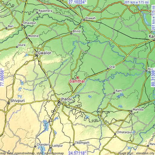 Topographic map of Samthar