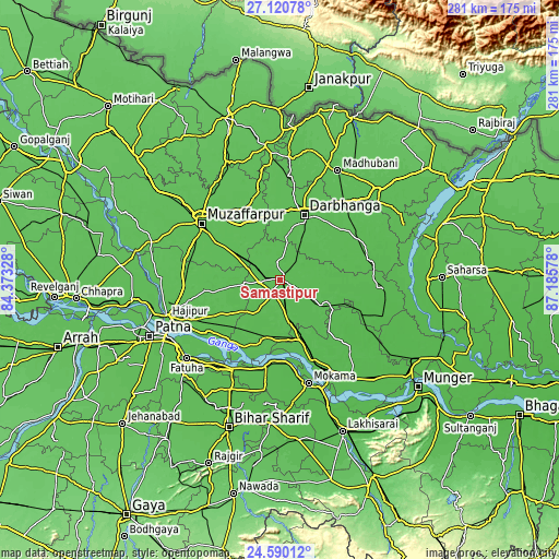 Topographic map of Samāstipur