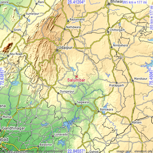 Topographic map of Sālūmbar