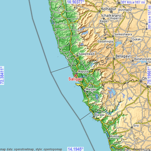 Topographic map of Saligao