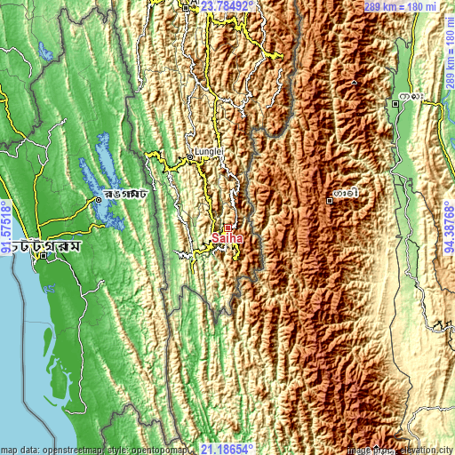 Topographic map of Saiha