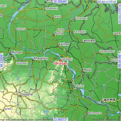 Topographic map of Sāhibganj