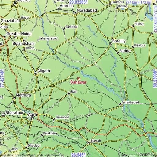 Topographic map of Sahāwar