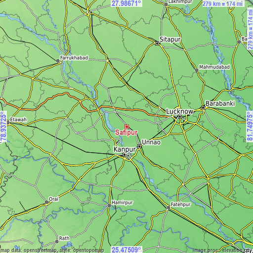 Topographic map of Safīpur