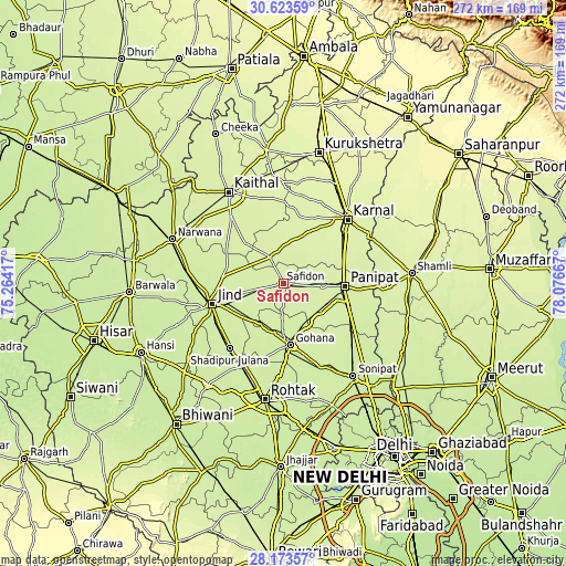 Topographic map of Safidon