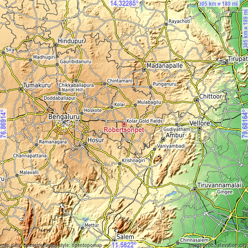 Topographic map of Robertsonpet