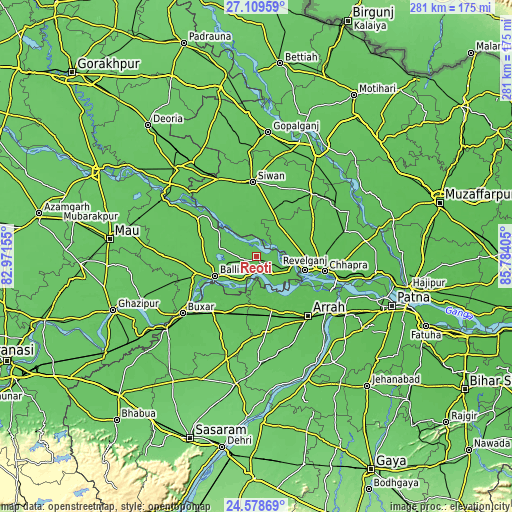 Topographic map of Reoti