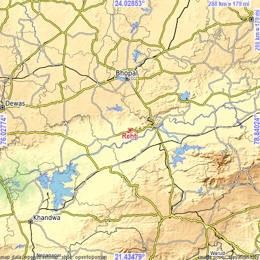 Topographic map of Rehti