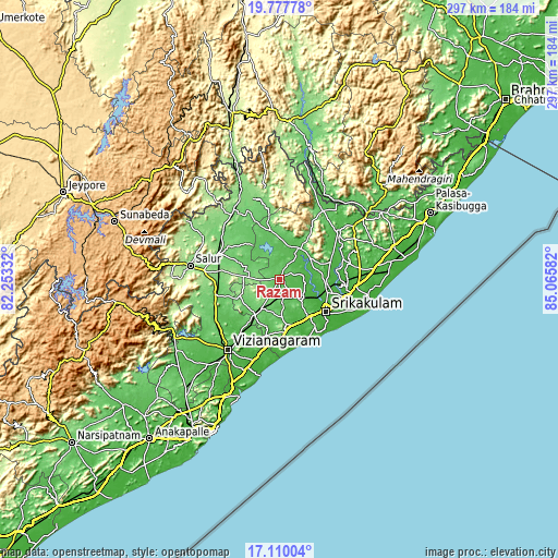 Topographic map of Rāzām
