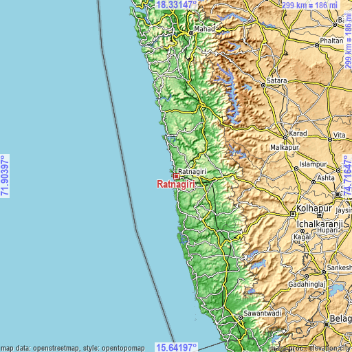 Topographic map of Ratnagiri