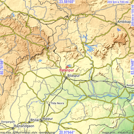 Topographic map of Ratanpur