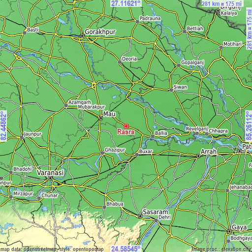 Topographic map of Rasrā