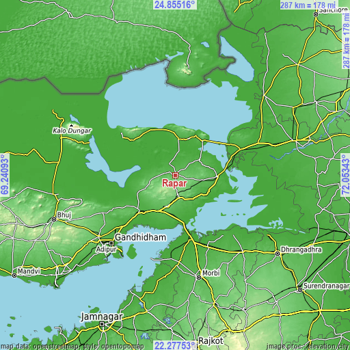 Topographic map of Rāpar