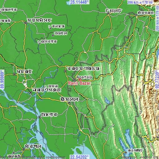 Topographic map of Rānīr Bāzār