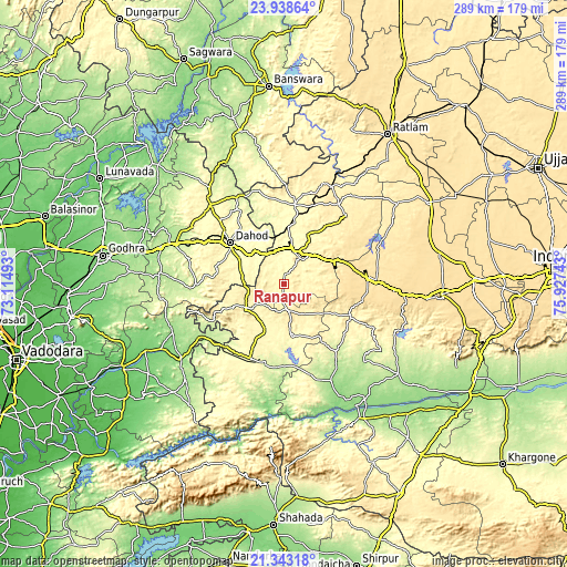 Topographic map of Rānāpur