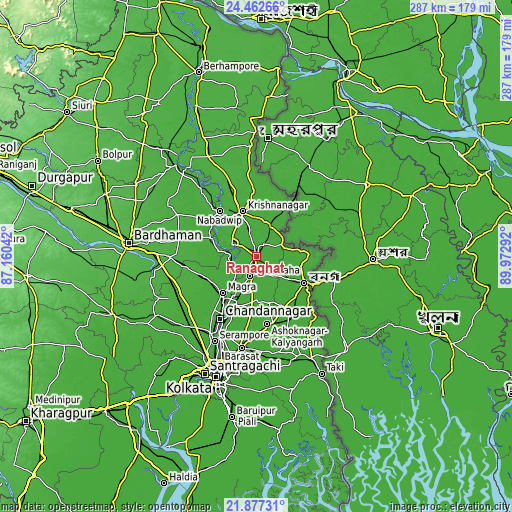 Topographic map of Rānāghāt