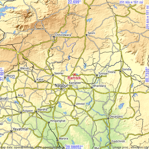 Topographic map of Rāmtek