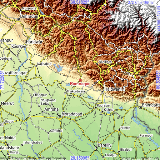 Topographic map of Rāmnagar
