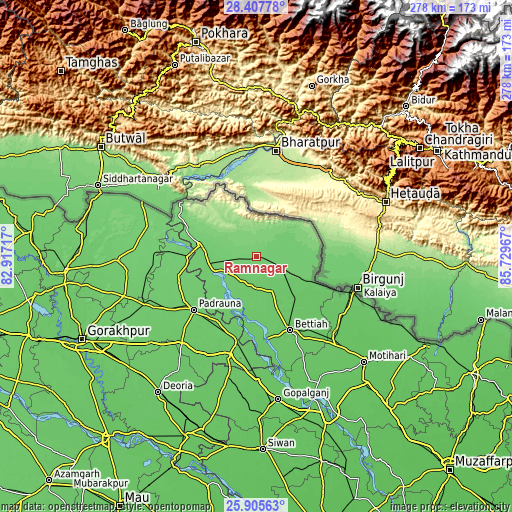 Topographic map of Rāmnagar