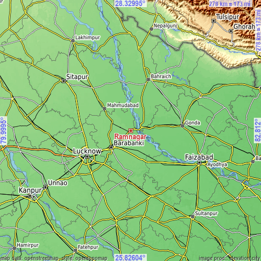Topographic map of Rāmnagar