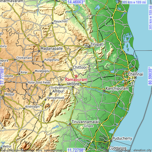 Topographic map of Rāmāpuram