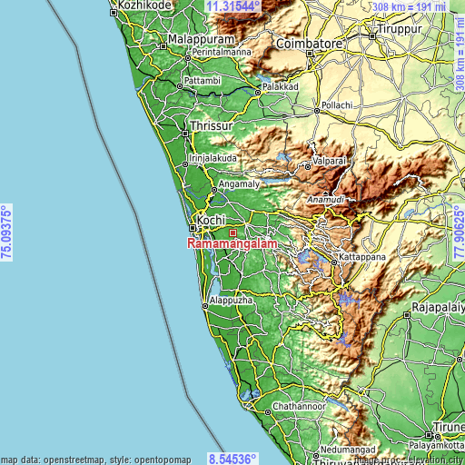 Topographic map of Rāmamangalam