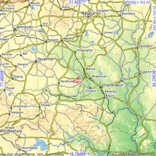 Topographic map of Rājur