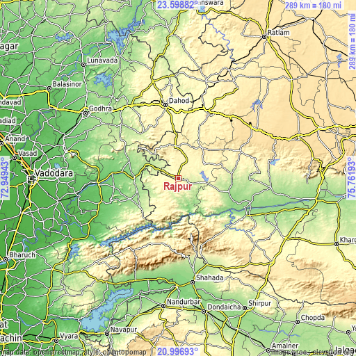 Topographic map of Rajpur